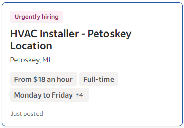 HVAC Installer - Petoskey Location